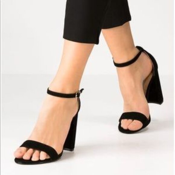 Steve Madden Carrson Block Heel Black Suede sandal 5.5 - Picture 2 of 11